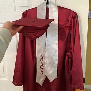 Ruby red cap gown and stole